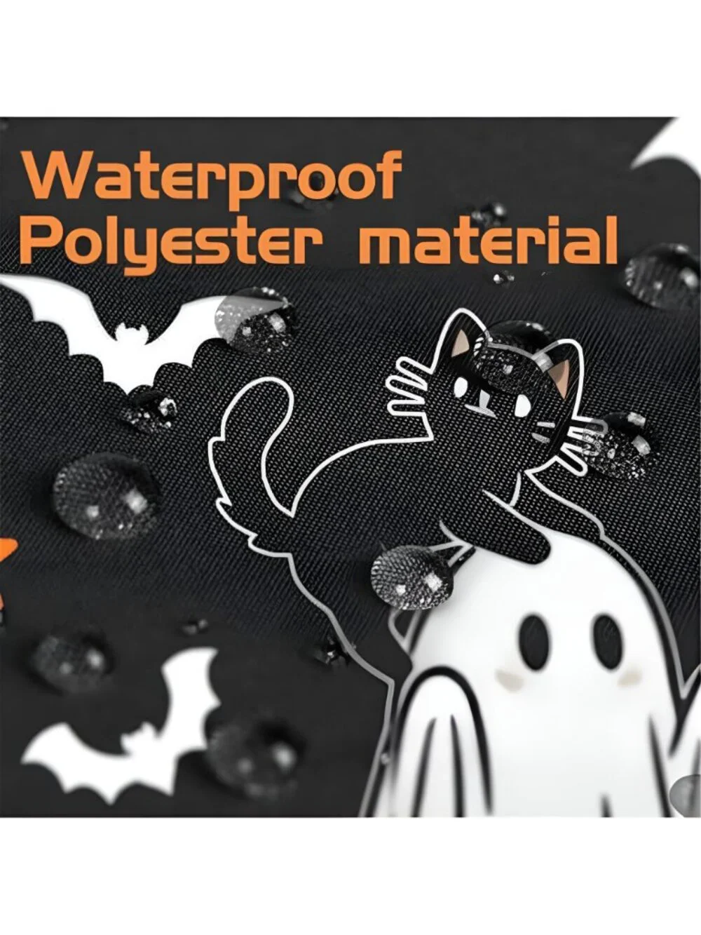 Halloween Tablecloth Rectangular 52 x 70 Inch Spooky Ghost Cat Spider Stars
